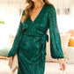 NEW MONICA TIE WAIST SEQUIN MIDI (EMERALD)