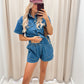 MORGAN TWO PIECE DENIM SHORT SET