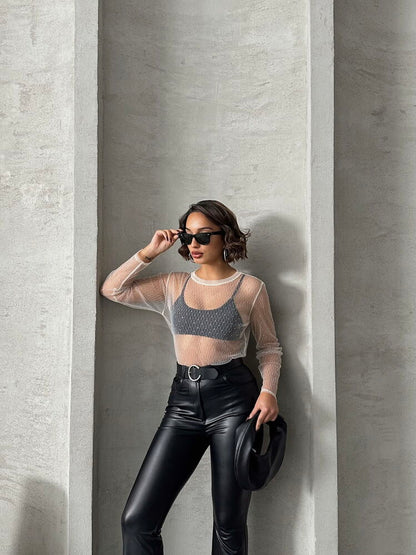 TULLE BLOUSE (STONE)