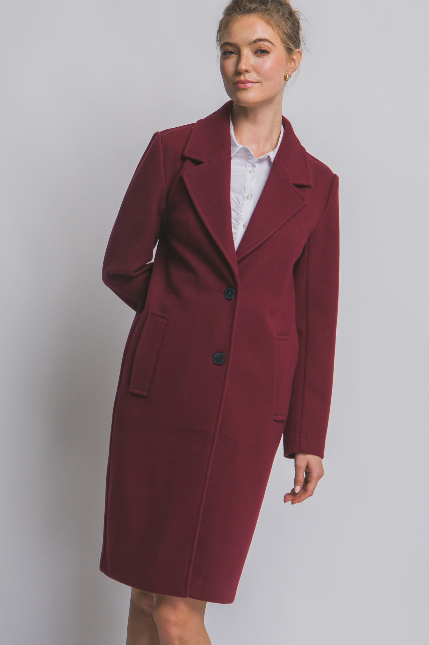 LONGLINE DRESS COAT (DEEP BURGUNDY)