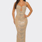 RHINESTONE EMBELLISHED CHAIN LIKE DRESS (BANJUL) NUDE