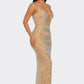 RHINESTONE EMBELLISHED CHAIN LIKE DRESS (BANJUL) NUDE