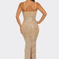 RHINESTONE EMBELLISHED CHAIN LIKE DRESS (BANJUL) NUDE