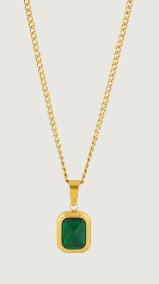 NEW EMERALD PENDENT NECKLACE (GOLD) | (TARNISH RESISTANT)