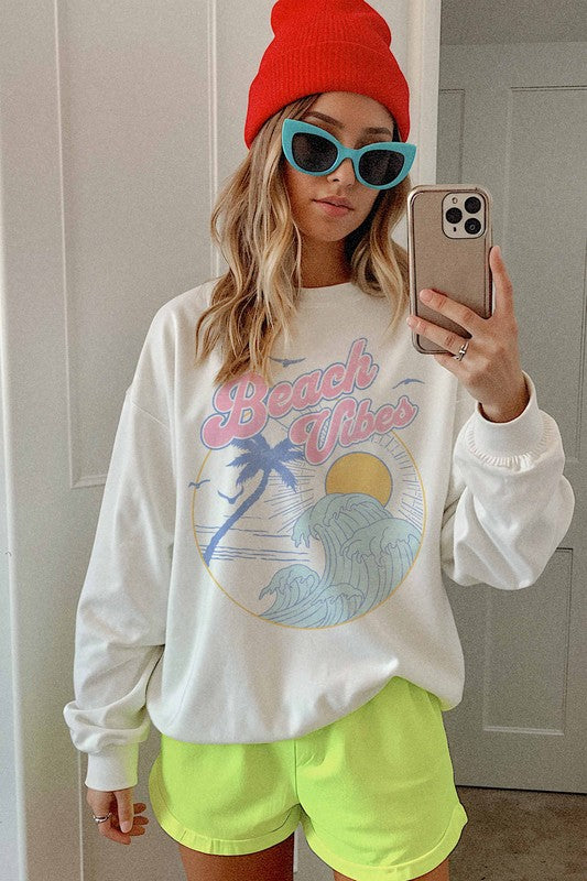 BEACH VIBES SWEATSHIRT (WHITE)
