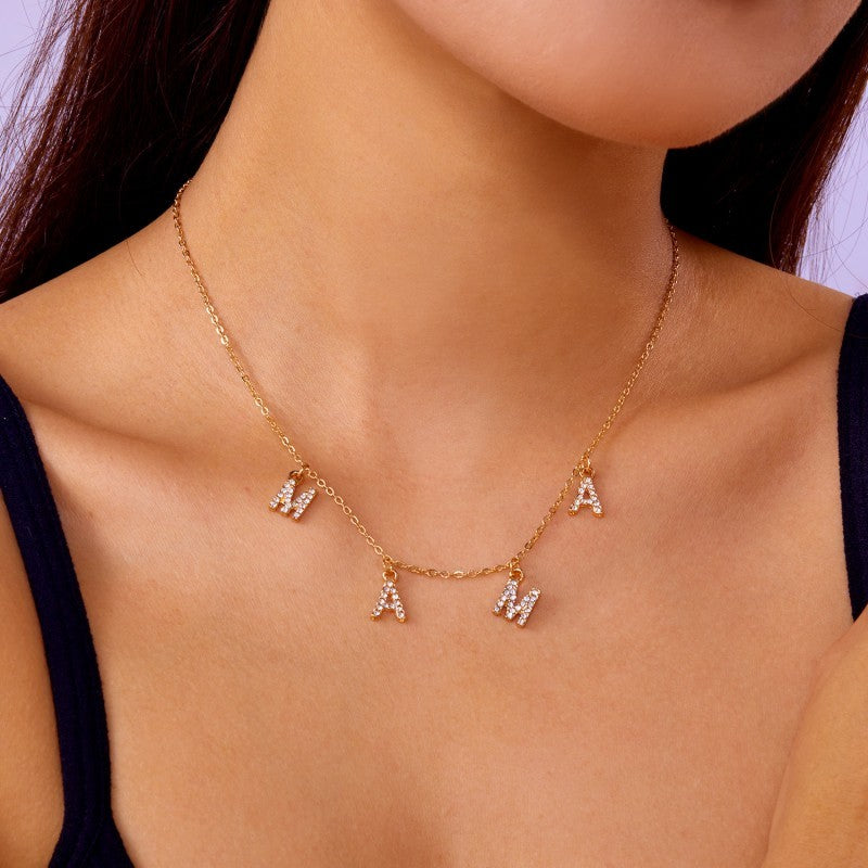 MAMA GOLD CRYSTAL  CHAIN NECKLACE