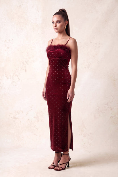 BELLA VELVET MAXI DRESS (BURGUNDY)