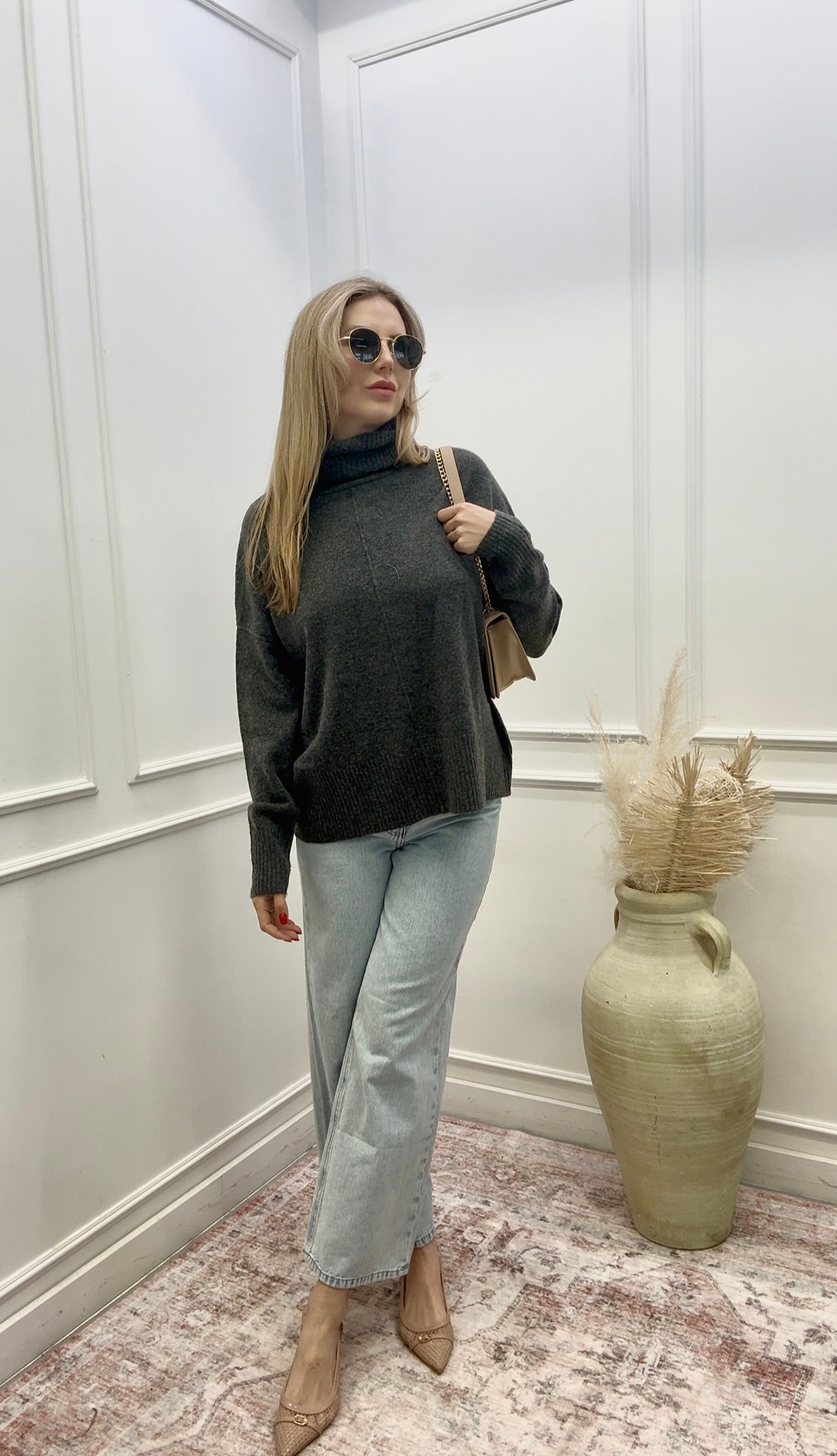 NEW MARGARET TURTLENECK SWEATER (CHARCOAL)