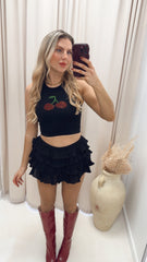 CHERRY RIBBED CROP TOP (BLACK)