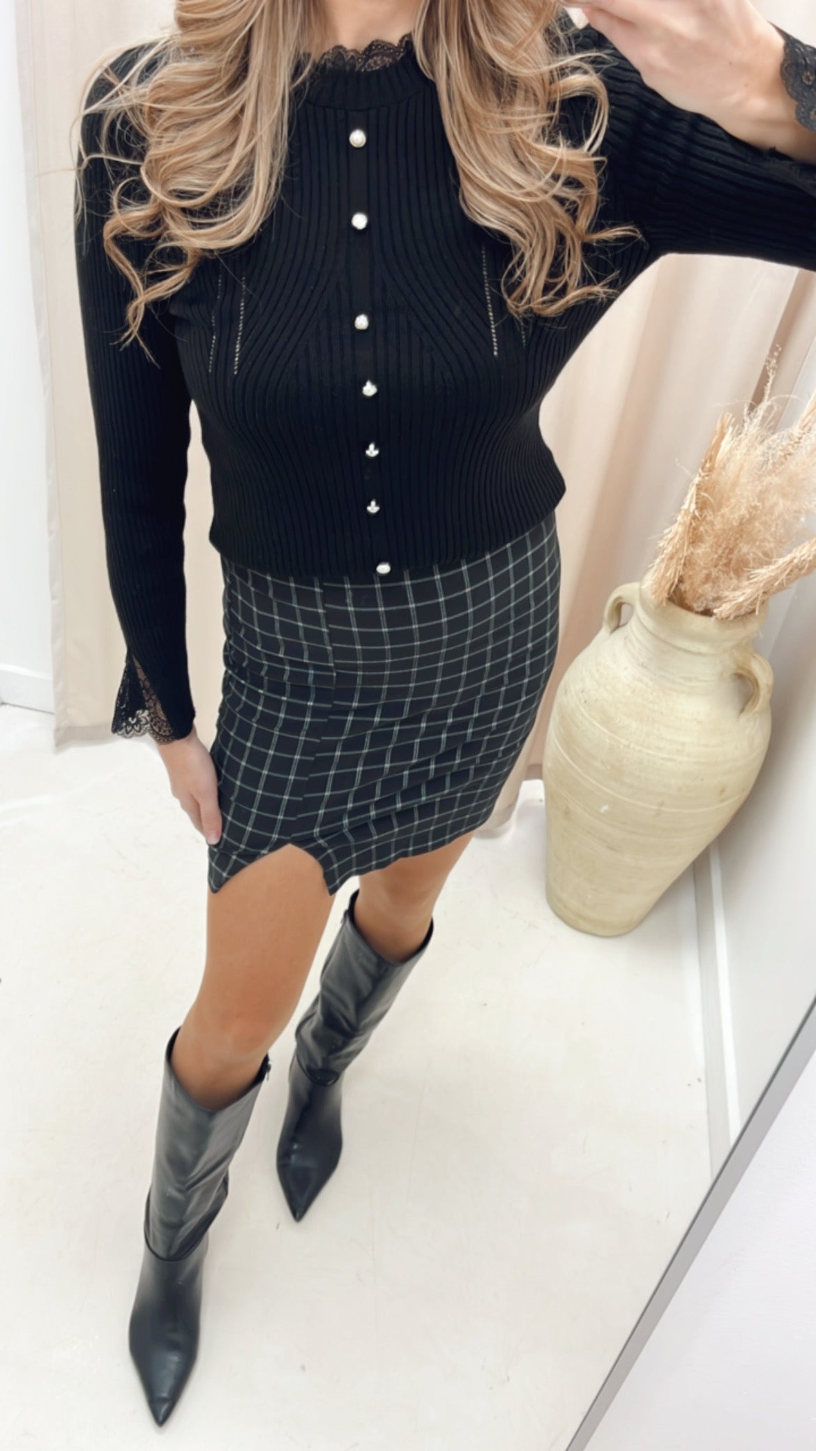 "THE CLASSIC" BLACK PLAID MINI SKIRT