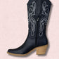 NINA COWBOY BOOTS (BLACK)