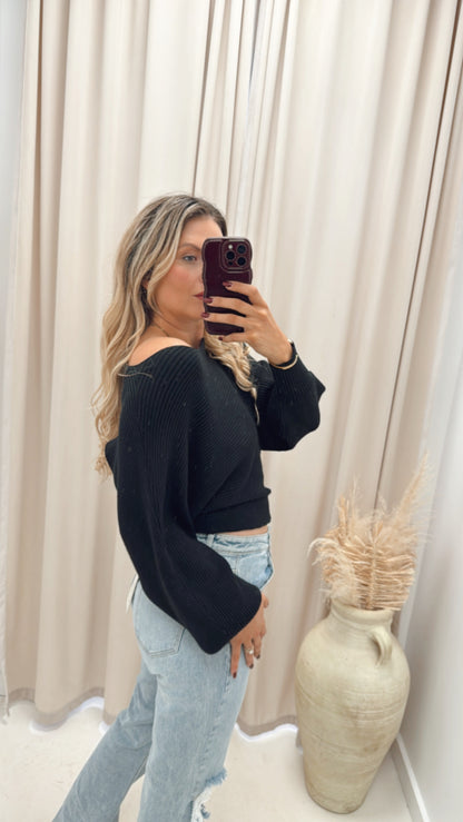 ARLA RIBBED SWEATER (BLACK)