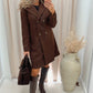 HALLIE HOODED DRESS COAT (BROWN)