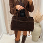 CHOCOLATE SUEDE TOTE BAG