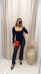 GABBY RHINESTONE MESH PANTS (BLACK)