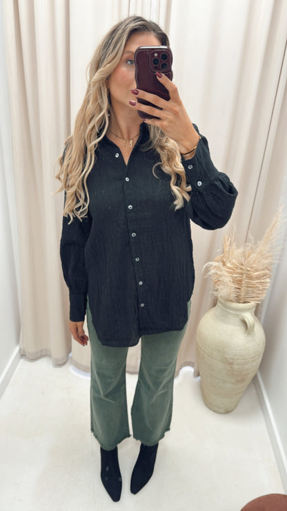 NAOMIE BUTTON UP BLOUSE (BLACK)