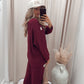 CLASSIC CORDUROY SWEATER AND TROUSER SET (BURGUNDY)