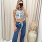 NEW CYRUS WIDE LEG TRACK PANT (BLUE)
