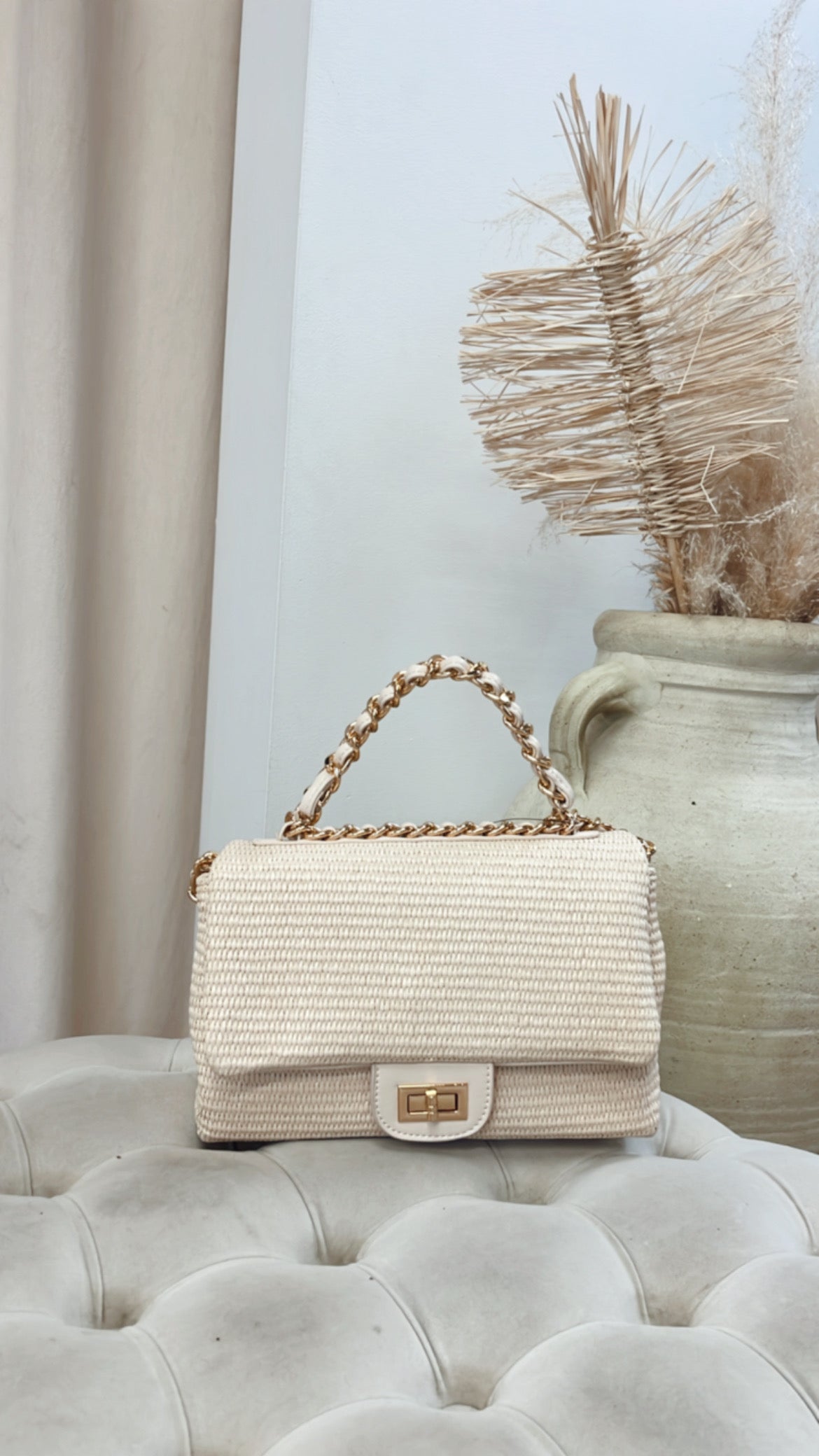 NEW ESTE' WOVEN HAND BAG (BEIGE)