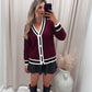 CLARET BUTTON UP CARDIGAN (BURGUNDY)