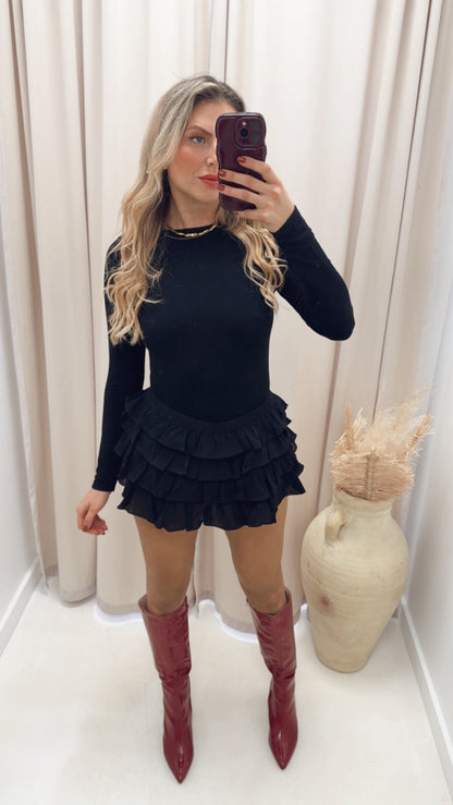 LAYERED FRILL SKORT (BLACK)