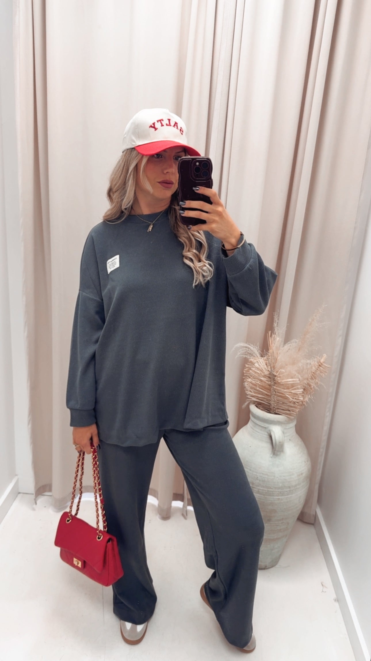 CLASSIC CORDUROY SWEATER AND TROUSER SET (CHARCOAL)