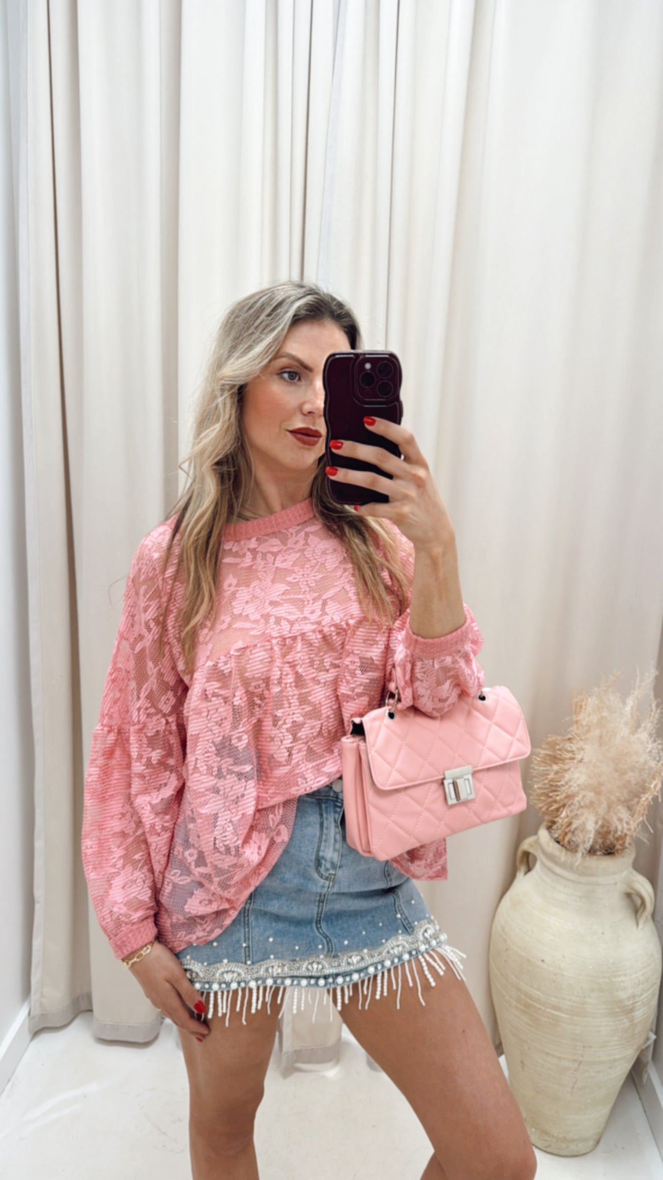 NEW ELLERIE LACE TOP (MAUVE PINK)