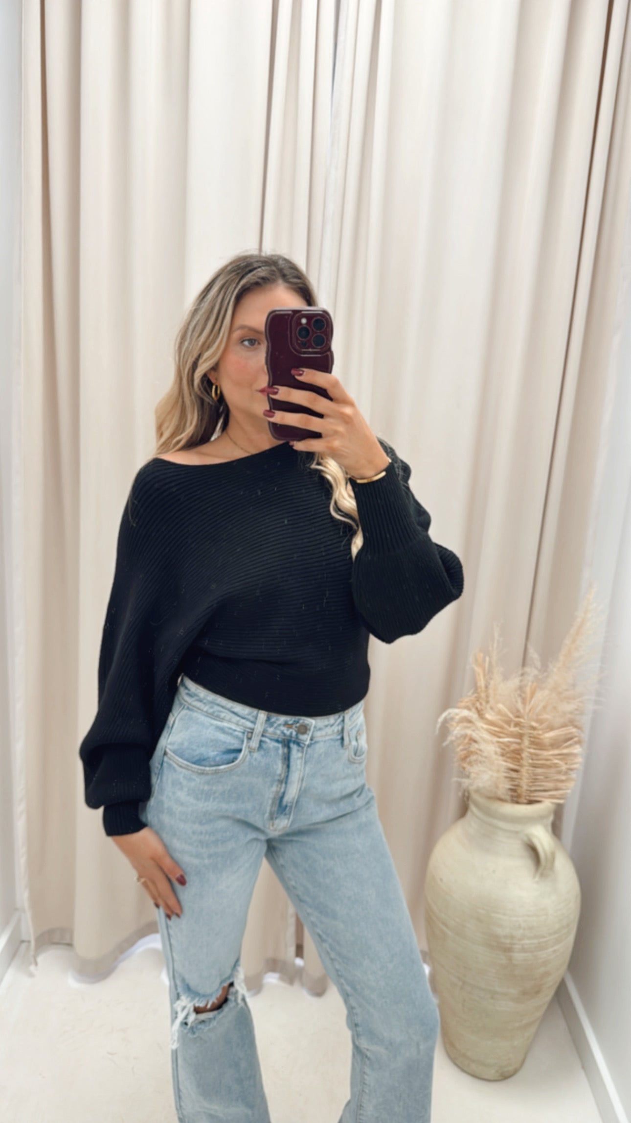 ARLA RIBBED SWEATER (BLACK)