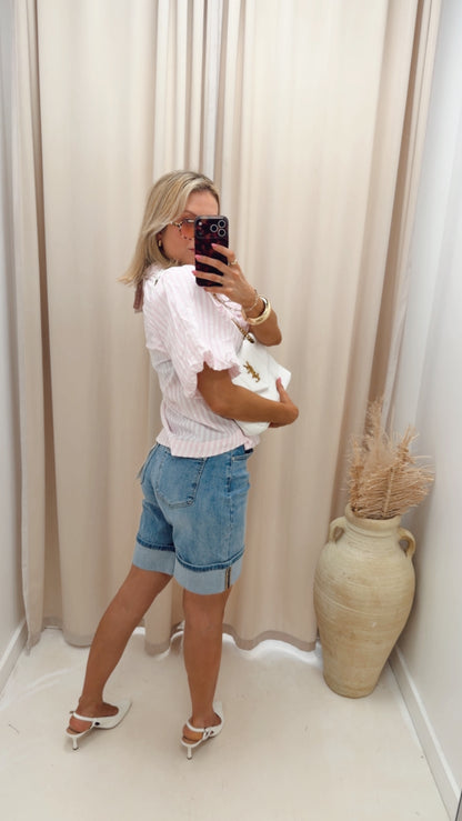 CURVY SIZE HIGH RISE MID LENGTH CUFFED SHORTS
