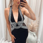VELVET HALTER GOWN