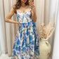 DAPHNE BUSTIER ORGANZA MIDI DRESS (FLORAL) (HOT RESTOCK)