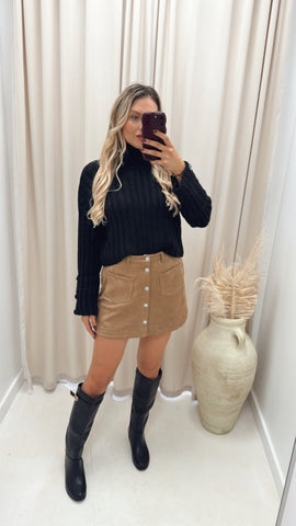 ESTELLA RIBBED SWEATER (BLACK)