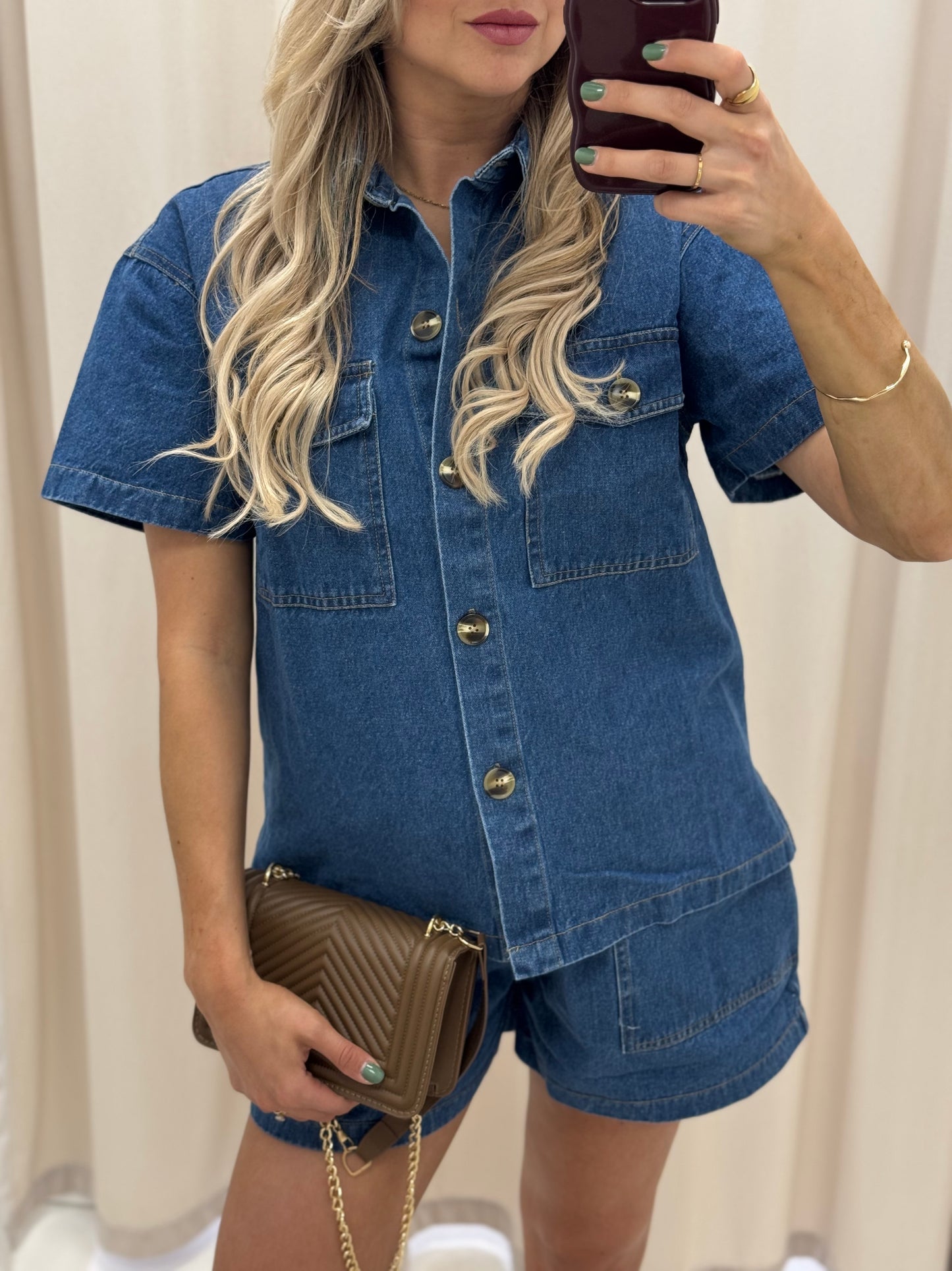 MORGAN TWO PIECE DENIM SHORT SET