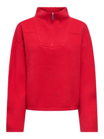 CLARA HALF ZIP UP SWEATER (RED) | ONLY