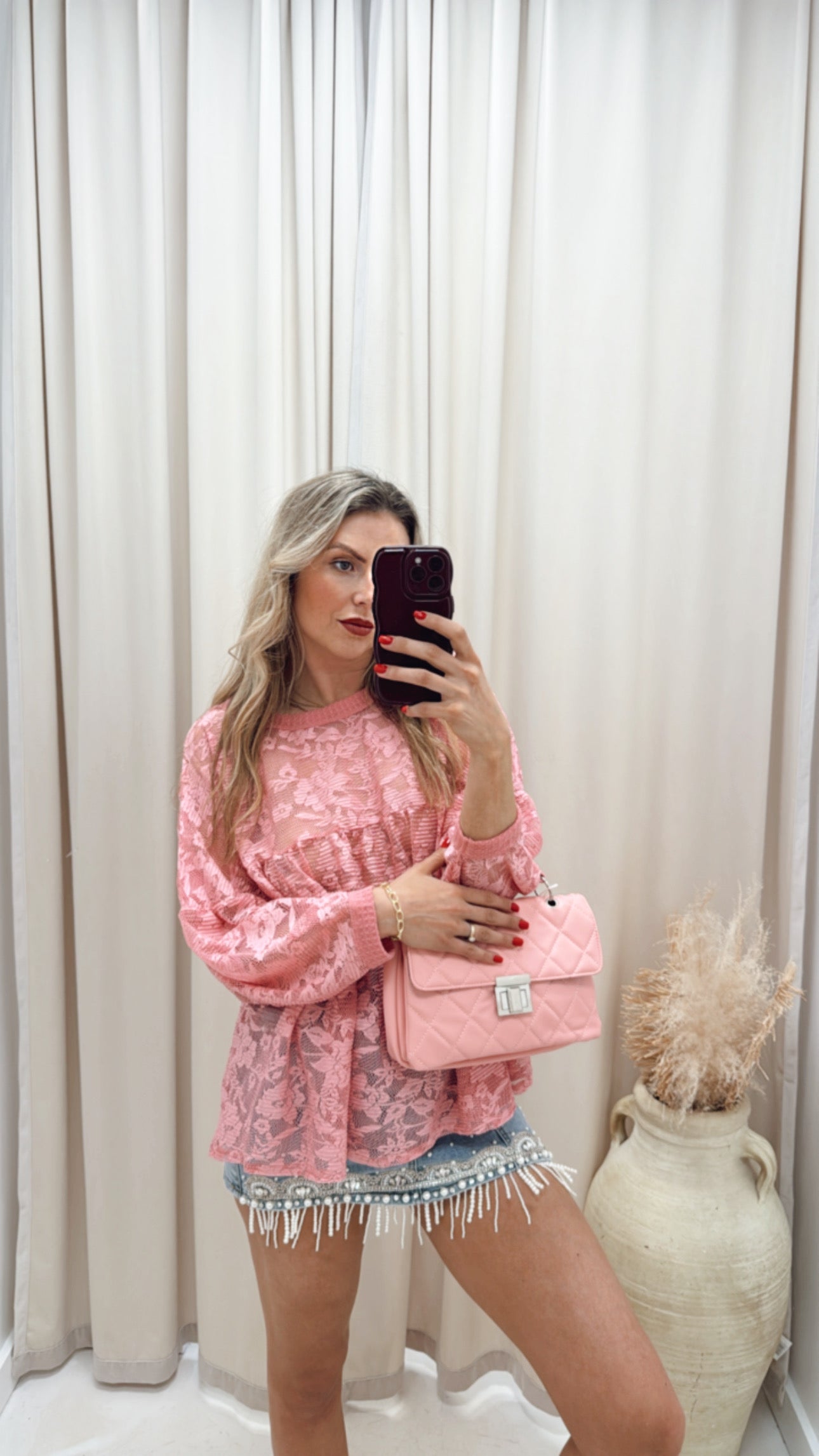 NEW ELLERIE LACE TOP (MAUVE PINK)