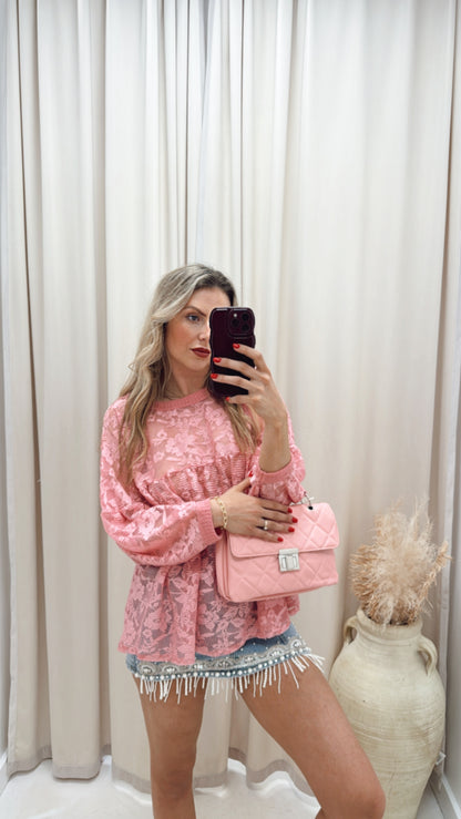 NEW ELLERIE LACE TOP (MAUVE PINK)