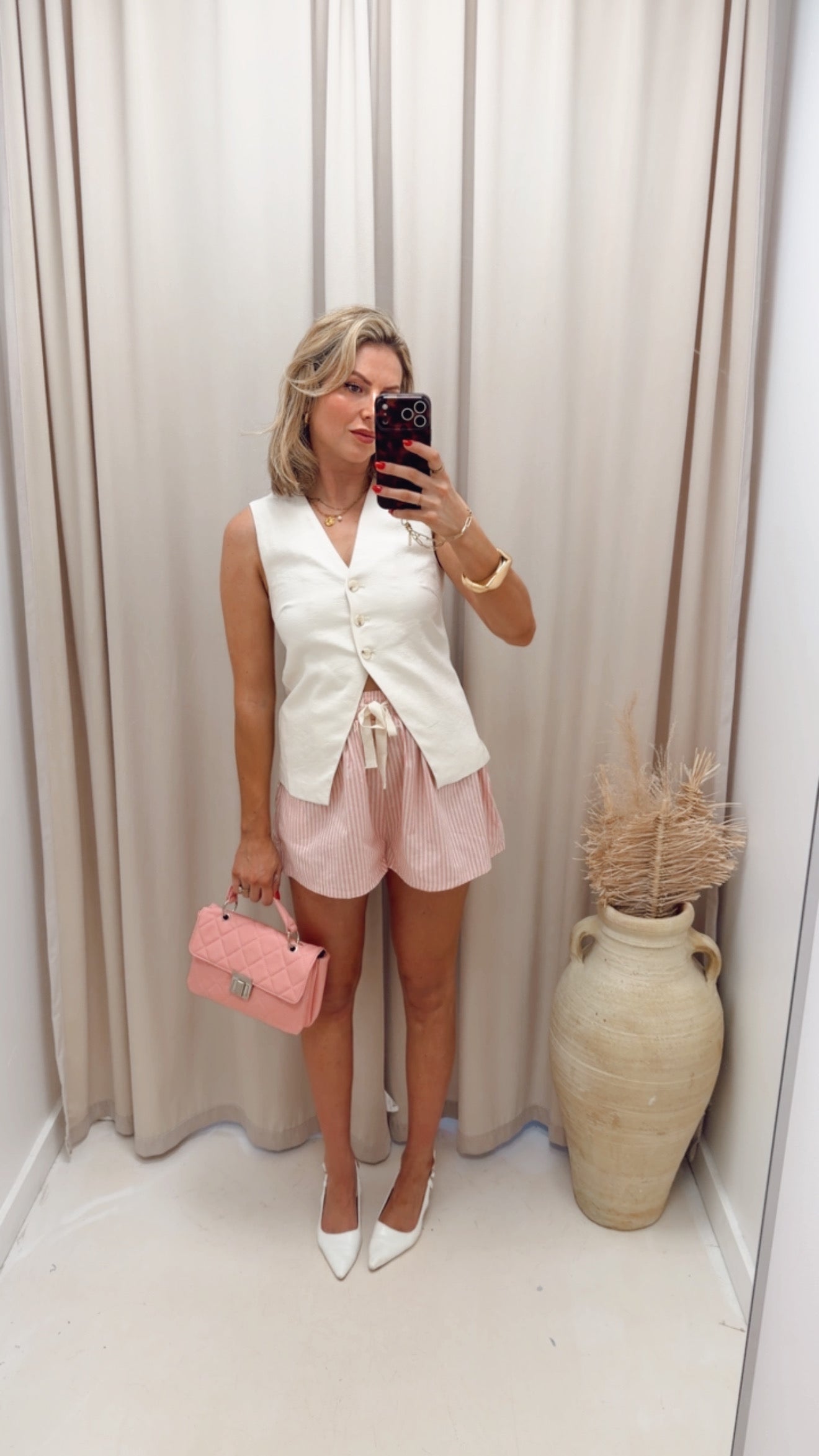 EVERYDAY OVERSIZED STRIPED SHORTS (PINK)
