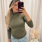 MILLY MOCK NECK TOP (OLIVE)