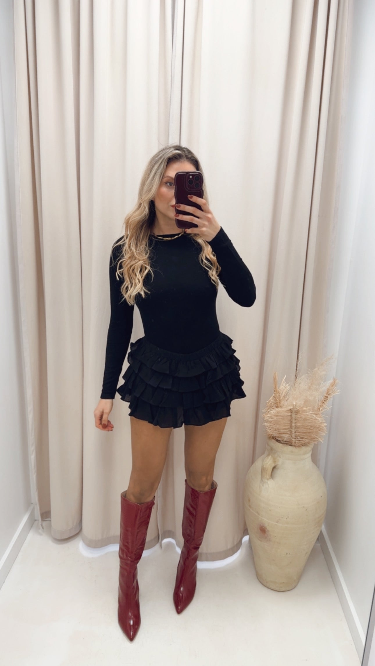 LAYERED FRILL SKORT (BLACK)