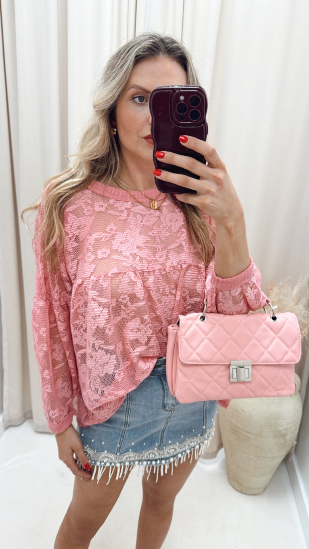 NEW ELLERIE LACE TOP (MAUVE PINK)