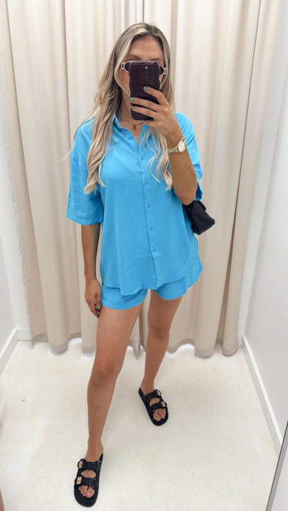 CLAVIYA TWO PIECE SHORT SET (BLUE)