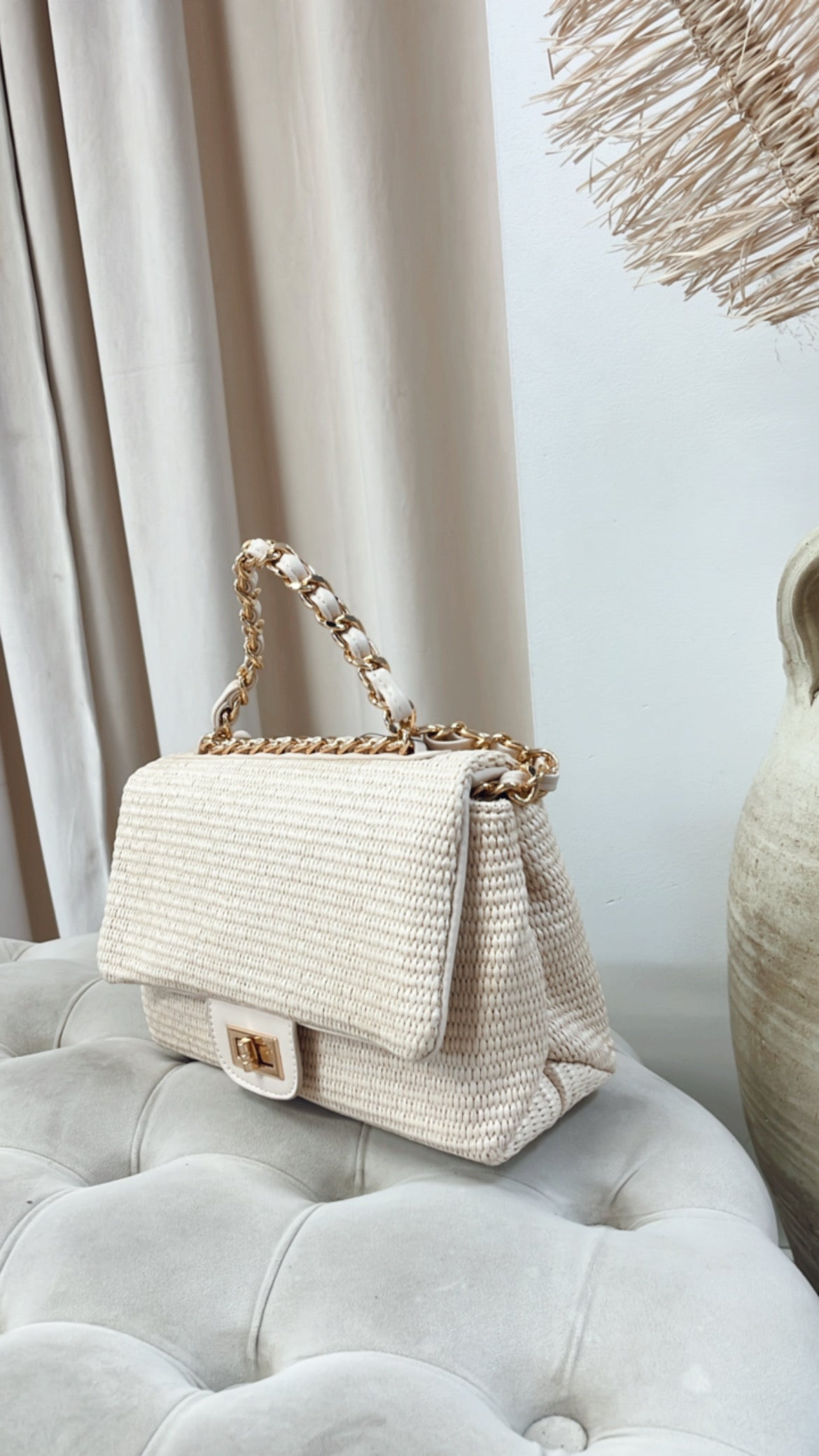 NEW ESTE' WOVEN HAND BAG (BEIGE)
