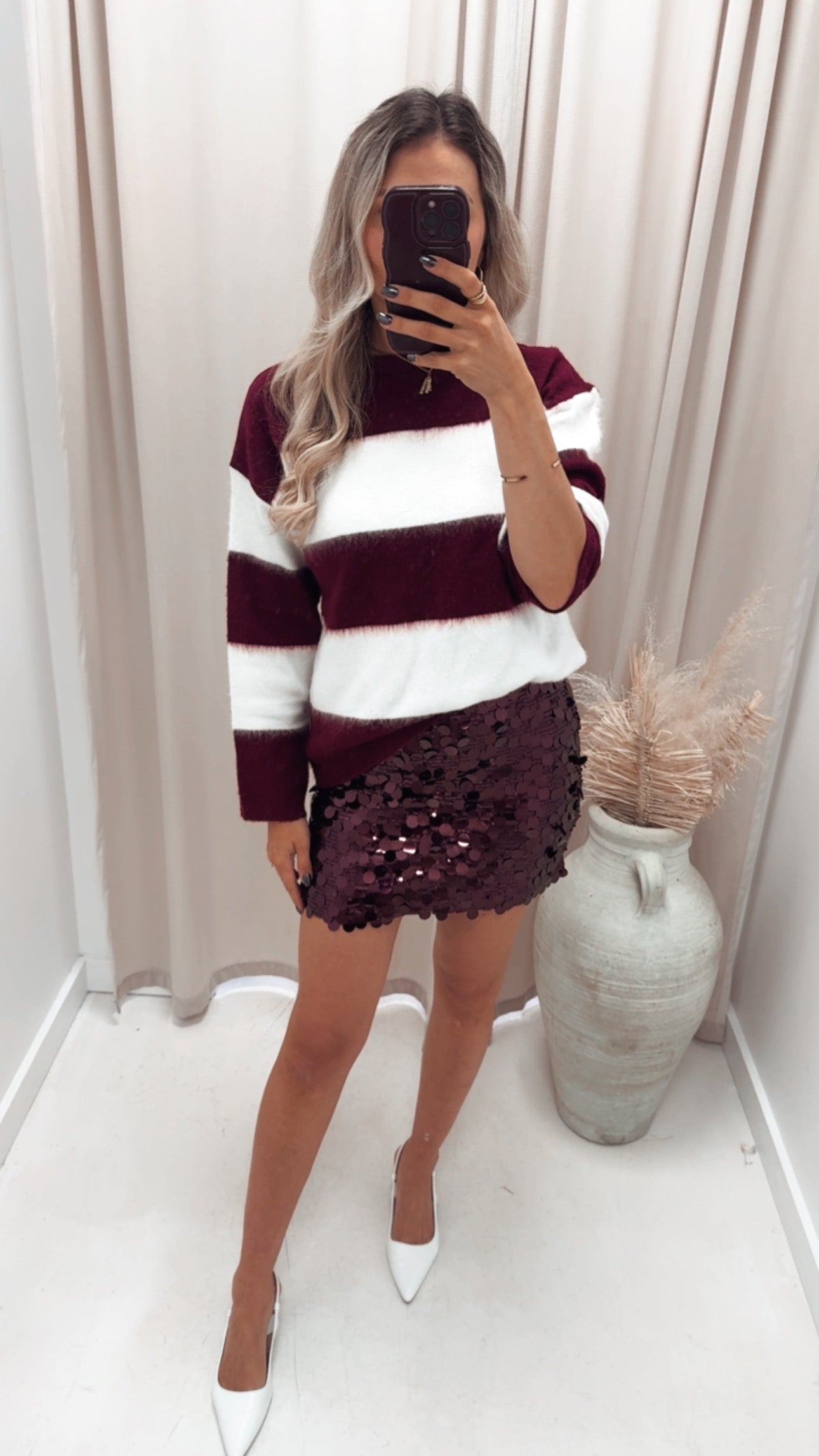 JADEL SEQUIN MINI SKIRT (WINE)