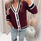 CLARET BUTTON UP CARDIGAN (BURGUNDY)