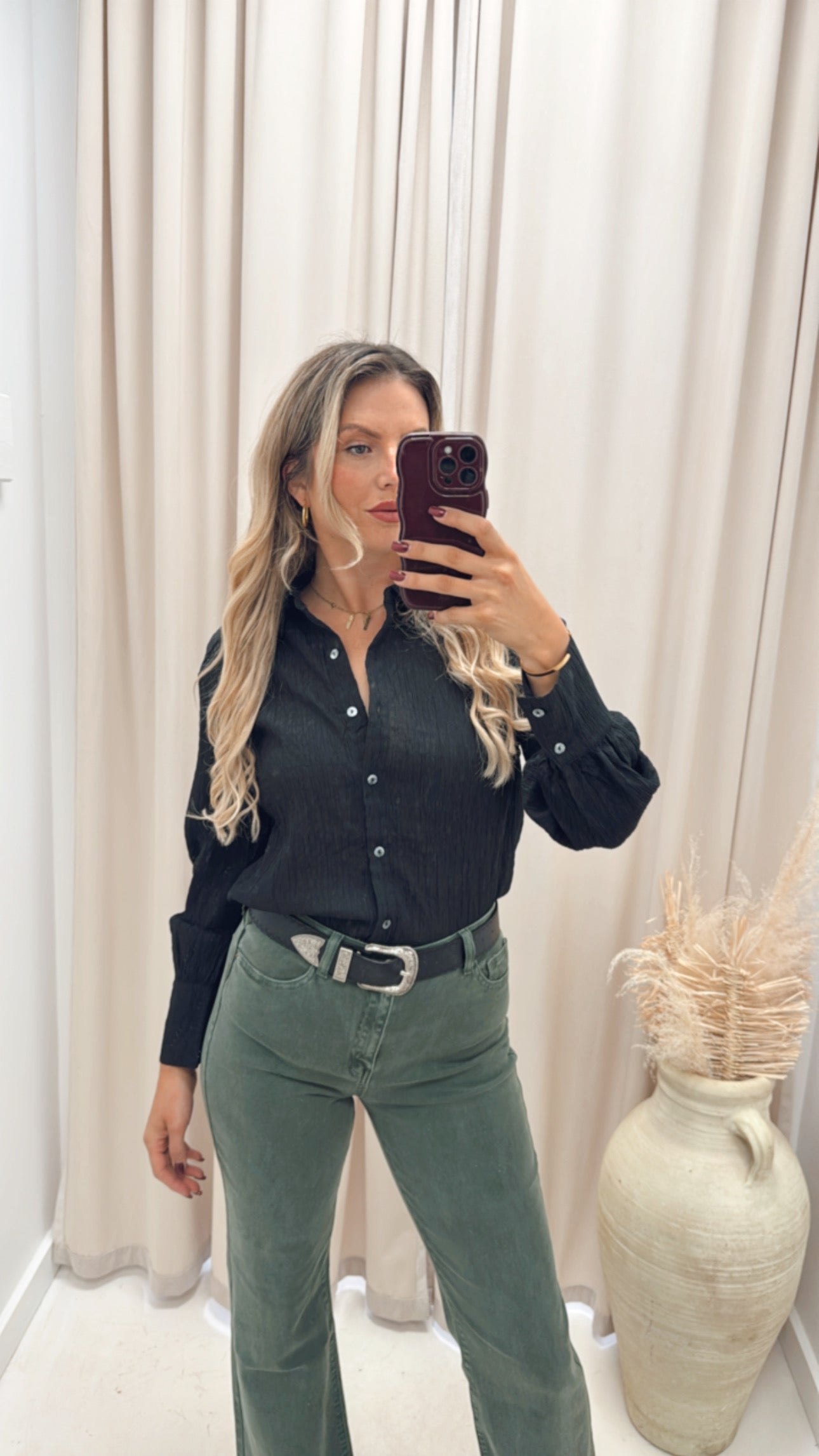 NAOMIE BUTTON UP BLOUSE (BLACK)