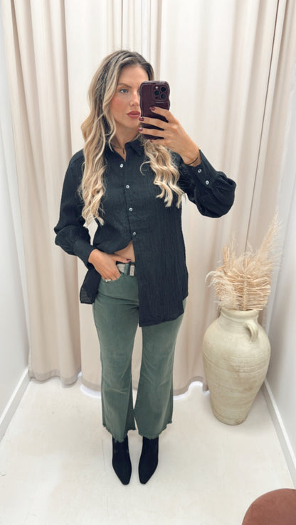 NAOMIE BUTTON UP BLOUSE (BLACK)