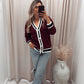 CLARET BUTTON UP CARDIGAN (BURGUNDY)
