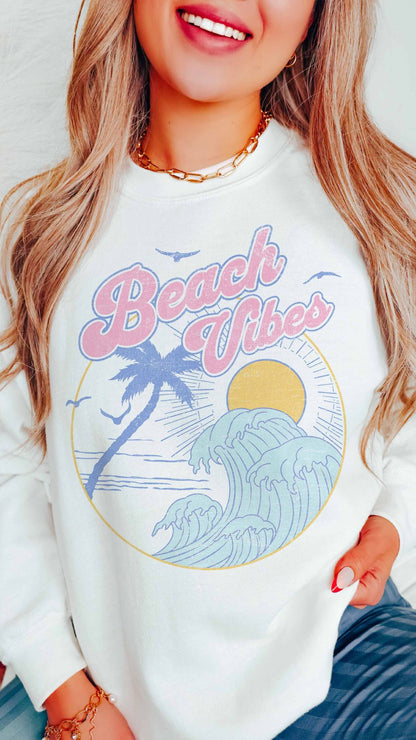 BEACH VIBES SWEATSHIRT (WHITE)