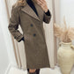 ANGELINA  DOUBLE BREASTED TIE WRAP  COAT (BROWN)
