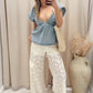 ALBA LACE CARGO WIDE LEG LACE PANT